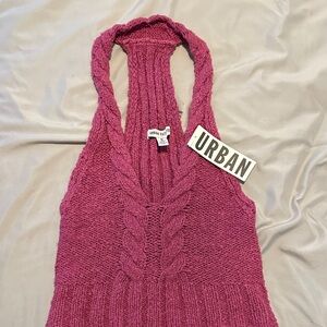 Urban Outfitters Raspberry Knit Halter Tank